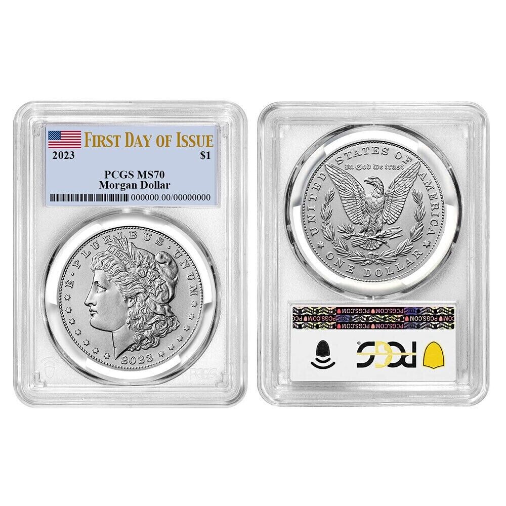 (elliot) 2023 Morgan & Peace Dollar $1 (MS70) PCGS First Day of Issue FDOI - 2pc Coin Set