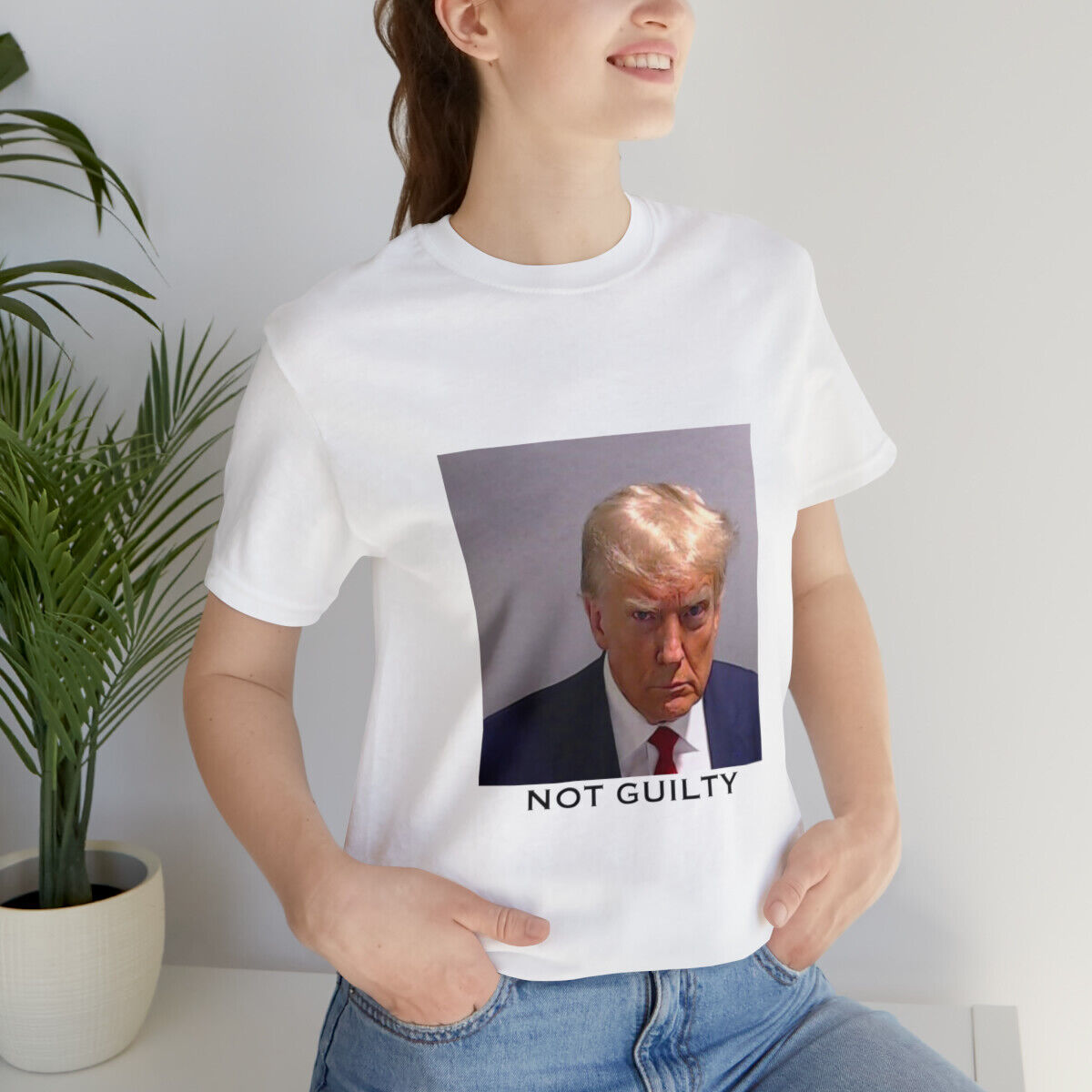 Donald Trump Fulton County Mugshot 2024 Not Guilty Men's T-Shirt