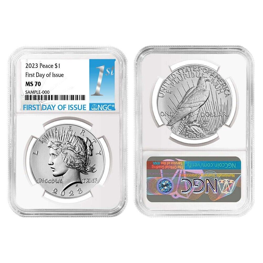 (elliot) 2023 Morgan & Peace Dollar $1 (MS70) NGC First Day of Issue FDOI - 2 pc Coin Set