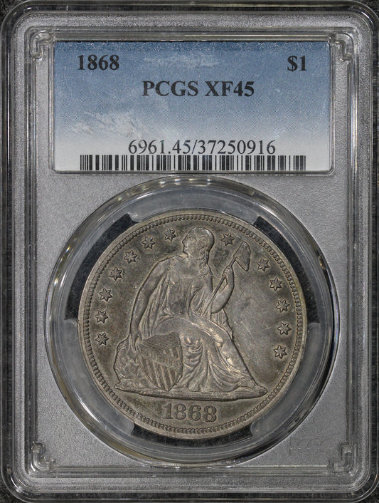 1868 (XF45) $1 Seated Liberty Silver Dollar PCGS