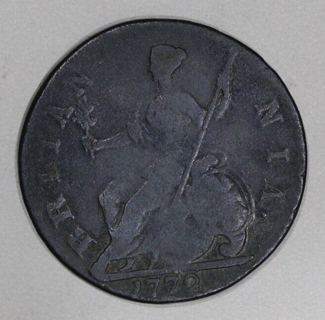 1772 United Kingdom 1/2 Half Penny King George III Copper Evasion Token