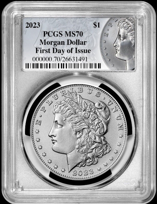 2023 Morgan Silver Dollar (MS70) PCGS First Day of Issue FDOI - presale