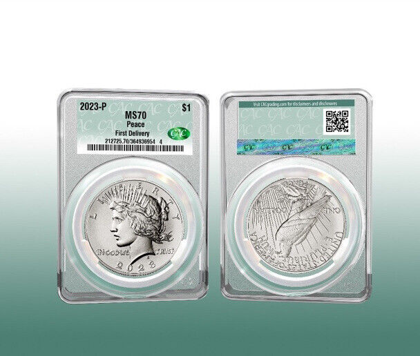 2023 Morgan & Peace Silver Dollar (MS70) 2pc Coin Set - (CACG) CAC Graded FD