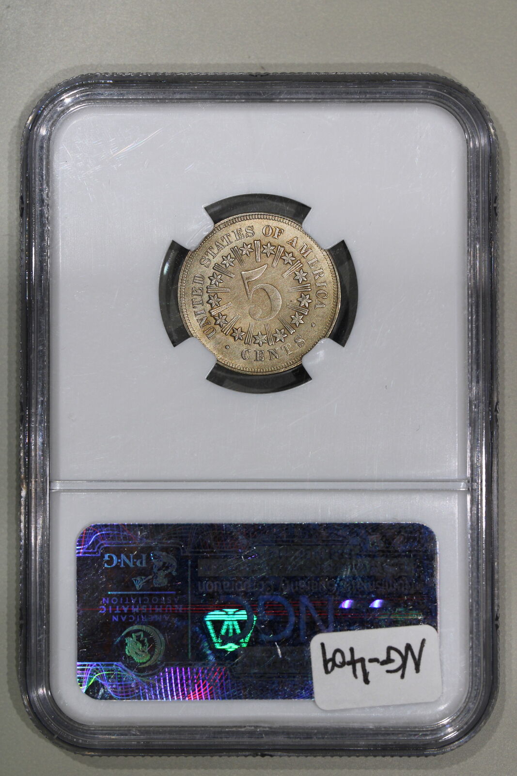 1867 (MS62 CAC) Shield Nickel WITH Rays 5c NGC Graded Coin