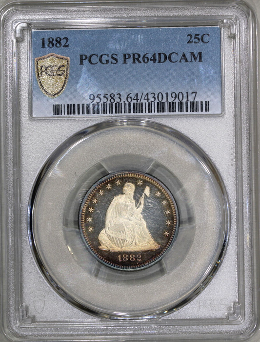 1882 (PR64 DCAM) Proof Seated Liberty Quarter 25c PCGS Graded Coin