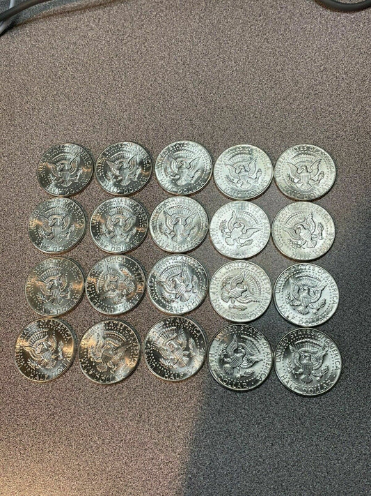 20 BU 1964 Kennedy Half UNC Dollars - 1 Roll of Uncirculated Halves -50c Coins