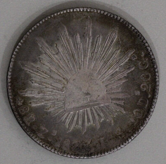Mexico 1877-Zs Cap and Ray 8 Reales Toned - Zacatecas Mint Silver Coin