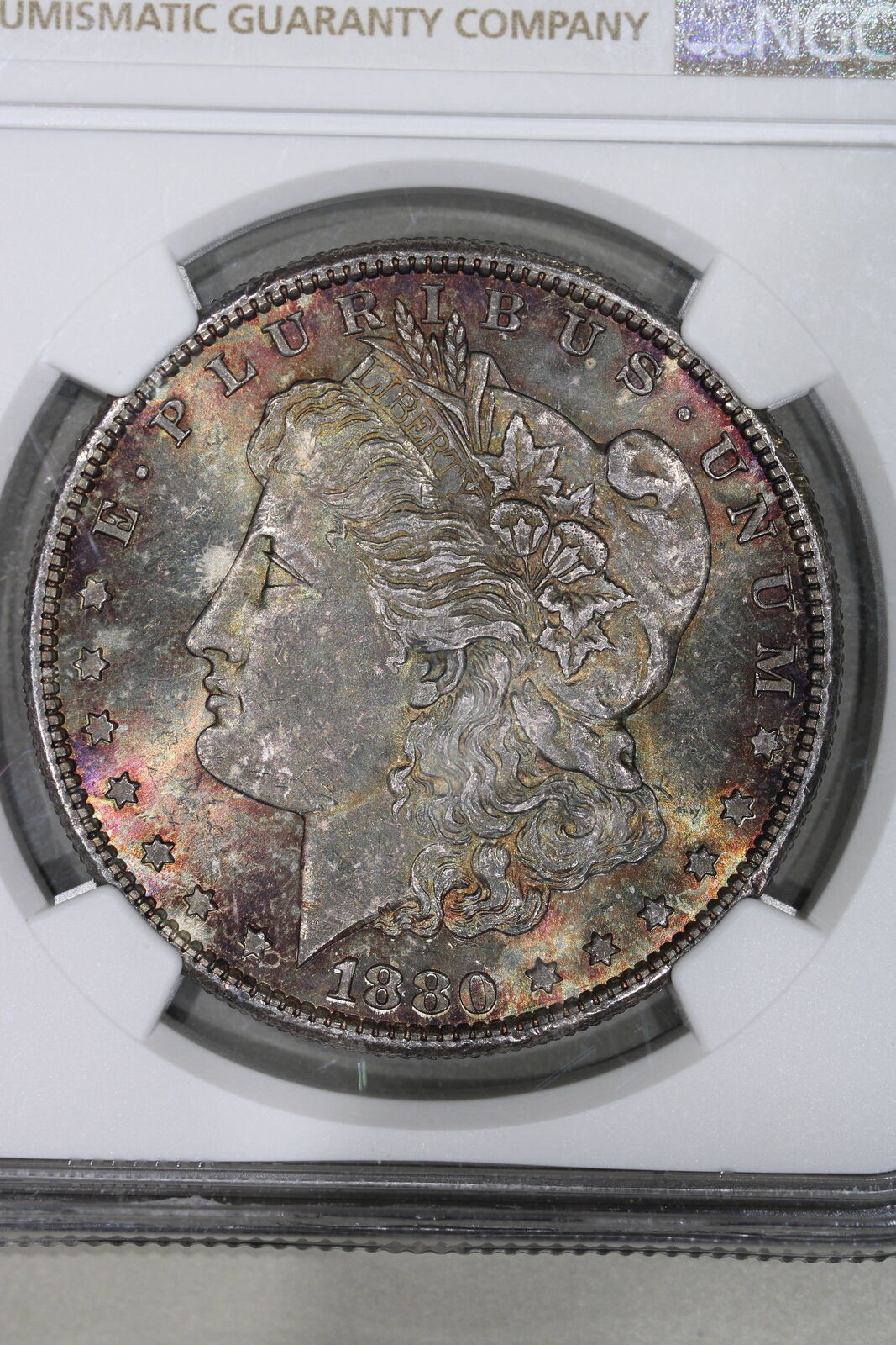 1880-S (MS63) Morgan Silver Dollar $1 NGC Graded Coin - Double sided toning!