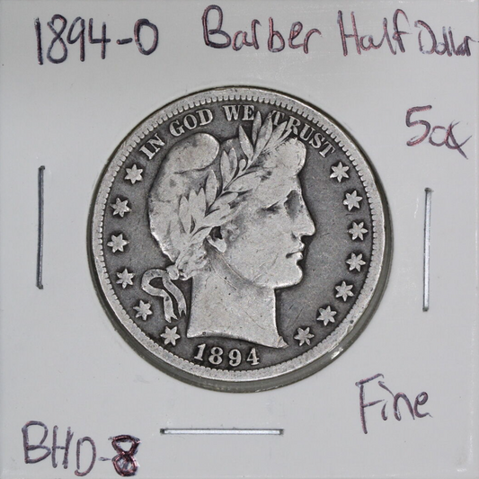 1894-O (F) Barber Half Dollar 50c Fine US Coin