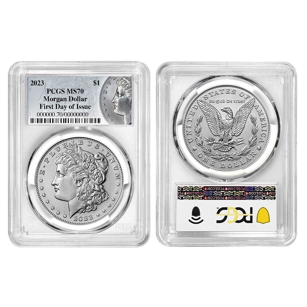 2023 Morgan & Peace Dollar $1 (MS70) PCGS First Day of Issue FDOI - 2pc Coin Set
