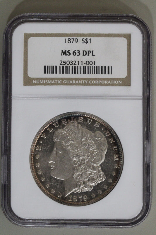 1879 (MS63 DPL) Morgan Silver Dollar $1 NGC Graded DMPL (Deep Mirror Prooflike)
