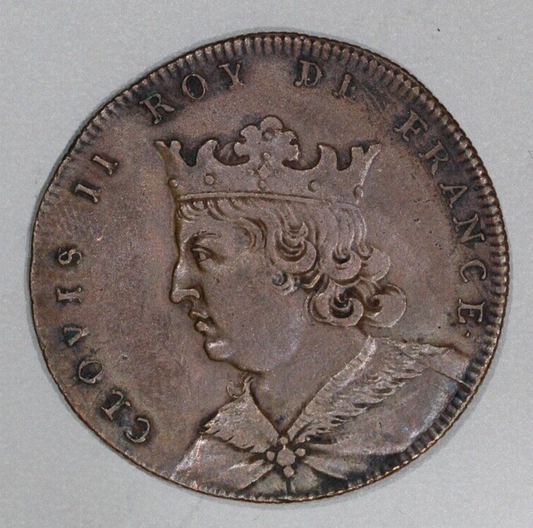 19th Century Copper Medal Token Jeton Life Death King Clovis II - Thomas Bernard