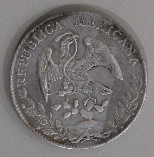 Mexico 1893-Go Cap and Ray 8 Reales - Guanajuato  Mint Silver Coin