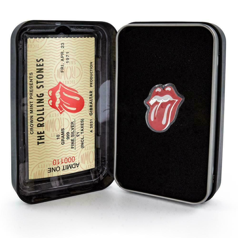 BRAND NEW 10g Silver ROLLING STONES Tongue & Lips Coin w/ COA- Gibraltar 1 Pound