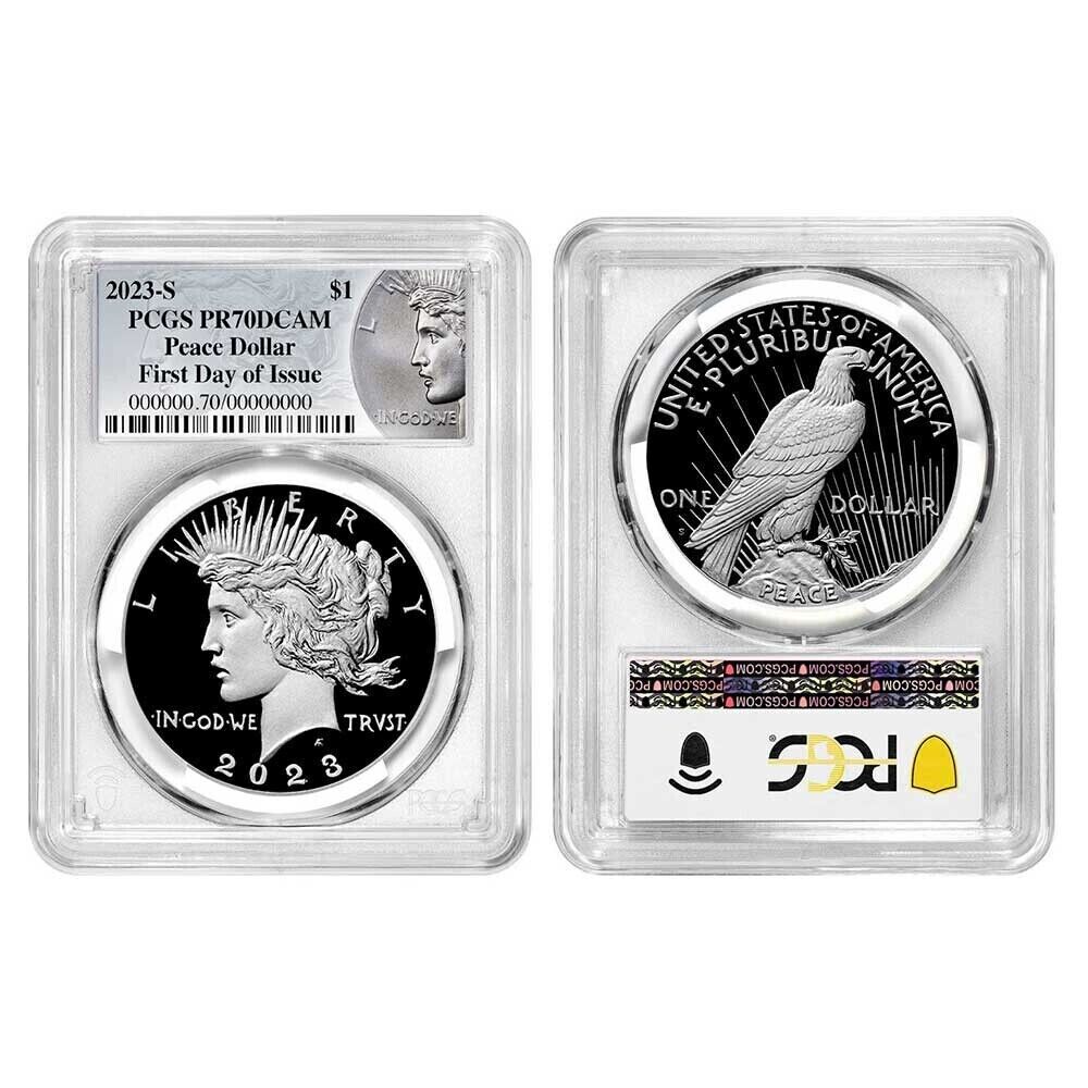 2023-S Proof Morgan & Peace Dollar $1 (PR70) PCGS First Day of Issue FDOI 2 Coin