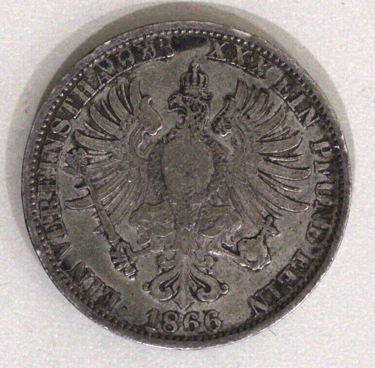 1866 Prussia Victory over Austria Thaler Silver Coin 1 year type