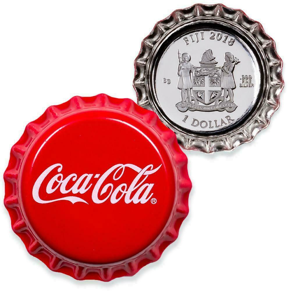 BRAND NEW 2018 Coca-Cola Collectible Bottle Cap Shaped 6g .999 Silver Proof Fiji
