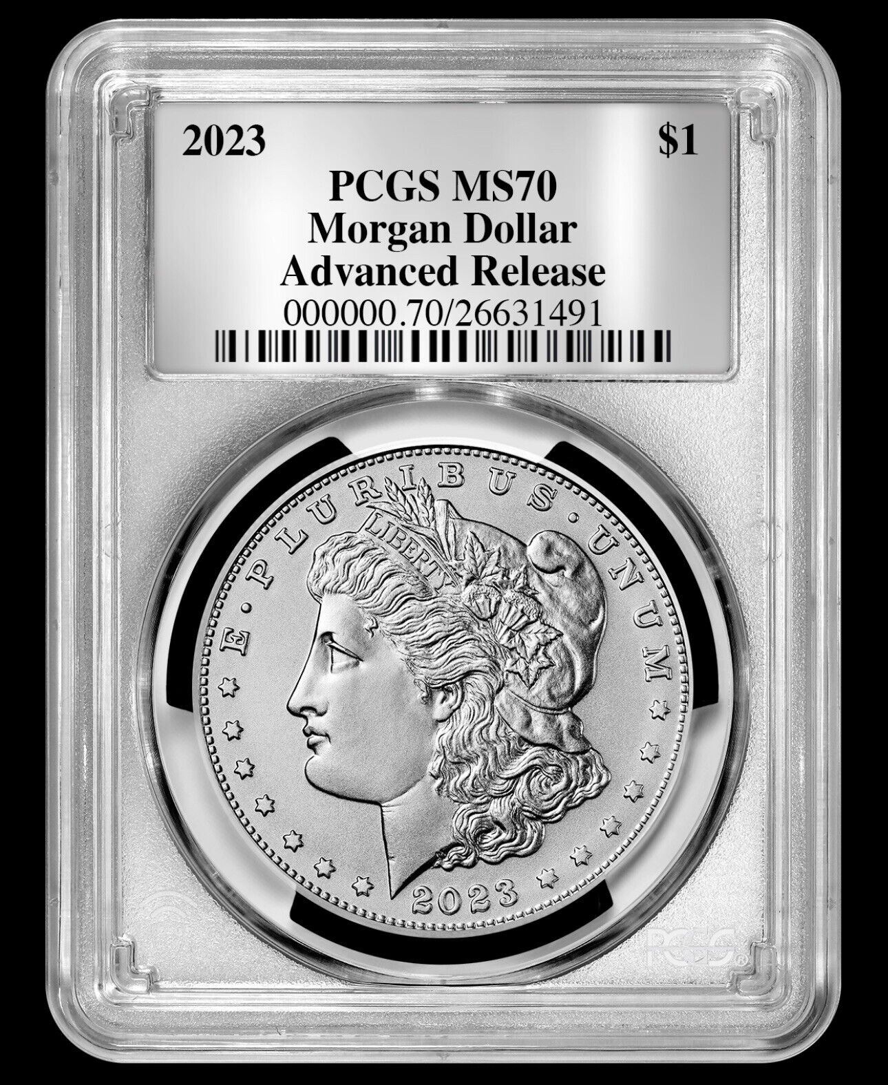 2023 Morgan & Peace Dollar $1 (MS70) PCGS Advanced Release AR -Silver Foil Label