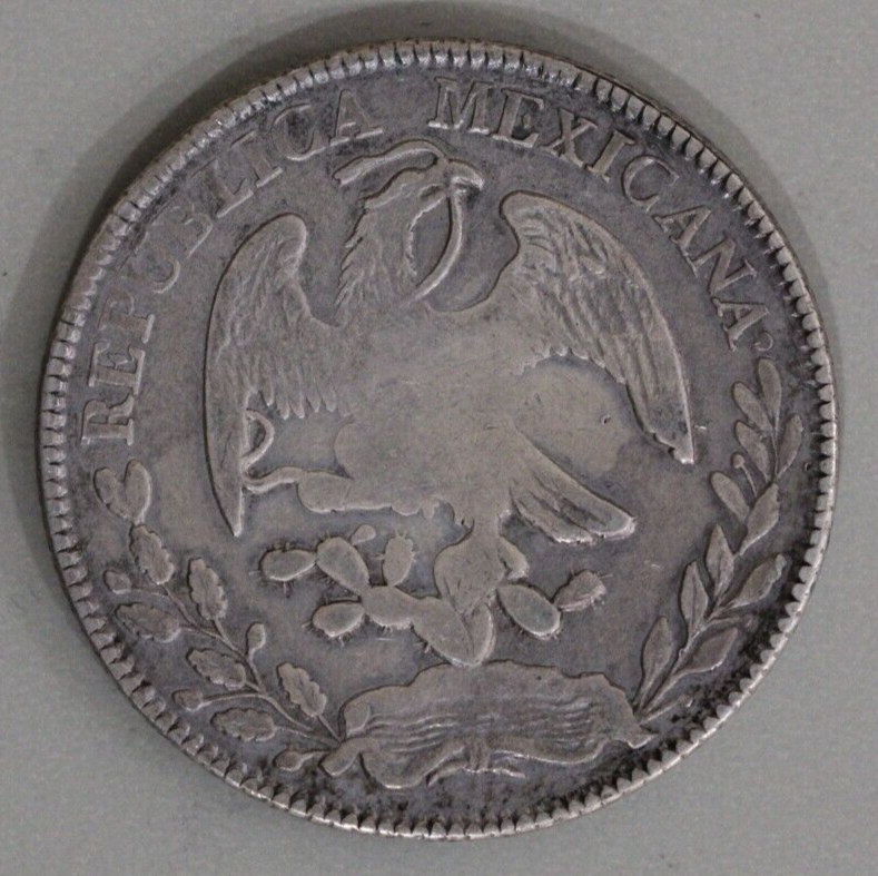 Mexico 1877-Zs Cap and Ray 8 Reales Toned - Zacatecas Mint Silver Coin