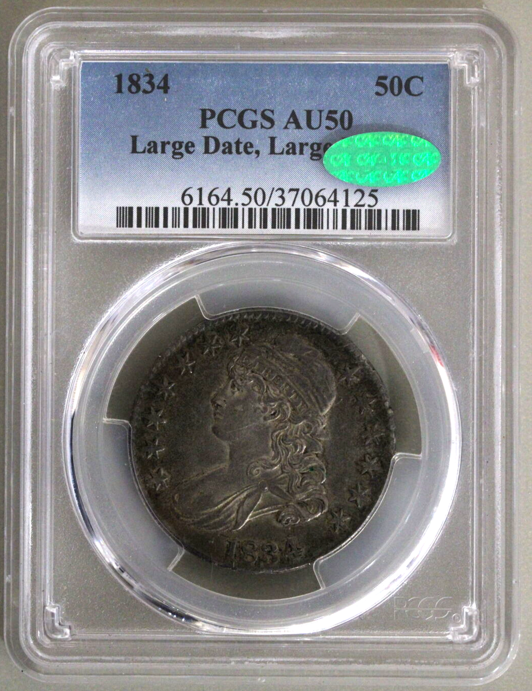 1834 (AU50 CAC) Capped Bust Half Dollar (Large Date Large Letters) 50c PCGS Coin