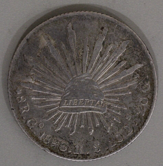 Mexico 1896-Go Cap and Ray 8 Reales - Guanajuato Mint Silver Coin