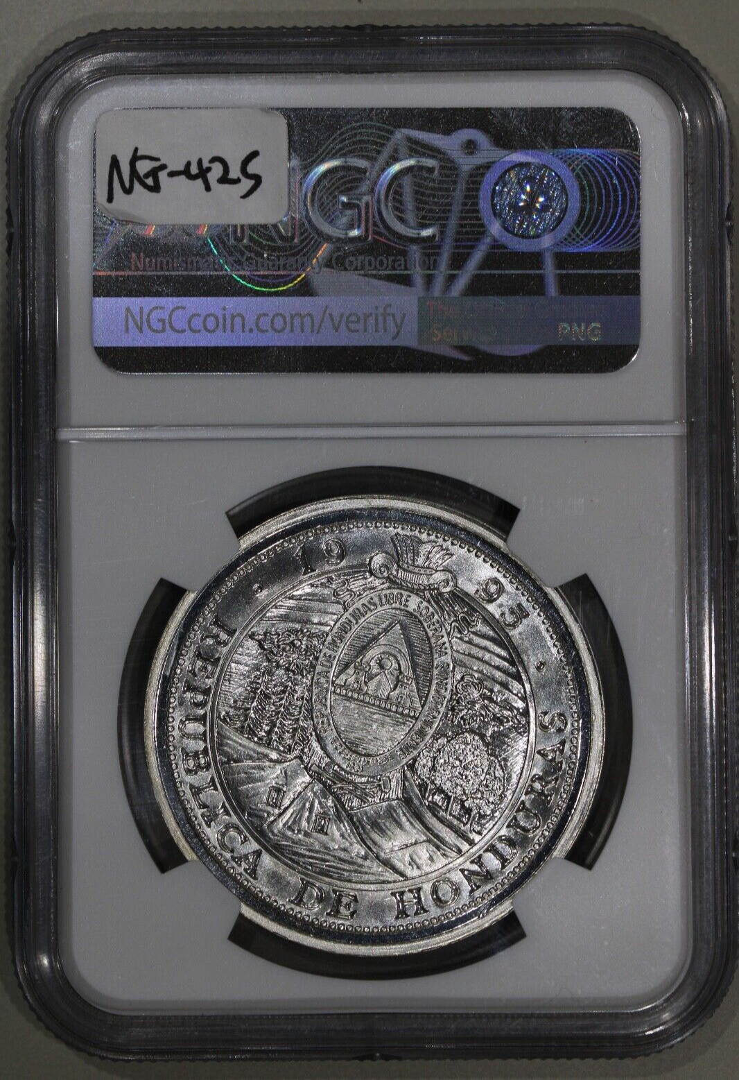 1995 Honduras 10 Lempiras ICB Fantasy Medallic - Silver - Plain Edge - NGC MS69