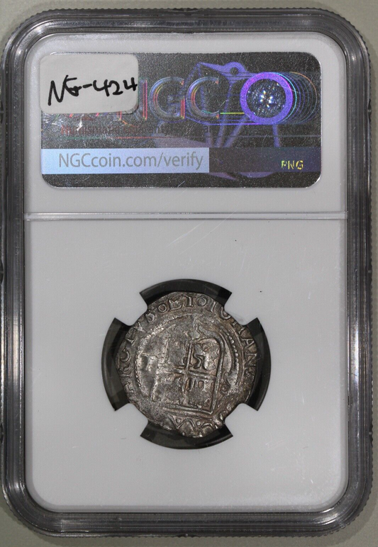 1542-55 Mol Mexico 1 Reale Charles & Joanna Silver Coin NGC AU 50