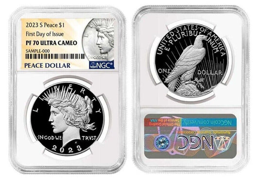 2023-S Proof Peace Silver Dollar (PF70) NGC First Day of Issue FDOI - FDI