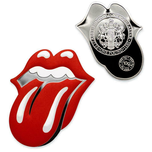 BRAND NEW 10g Silver ROLLING STONES Tongue & Lips Coin w/ COA- Gibraltar 1 Pound