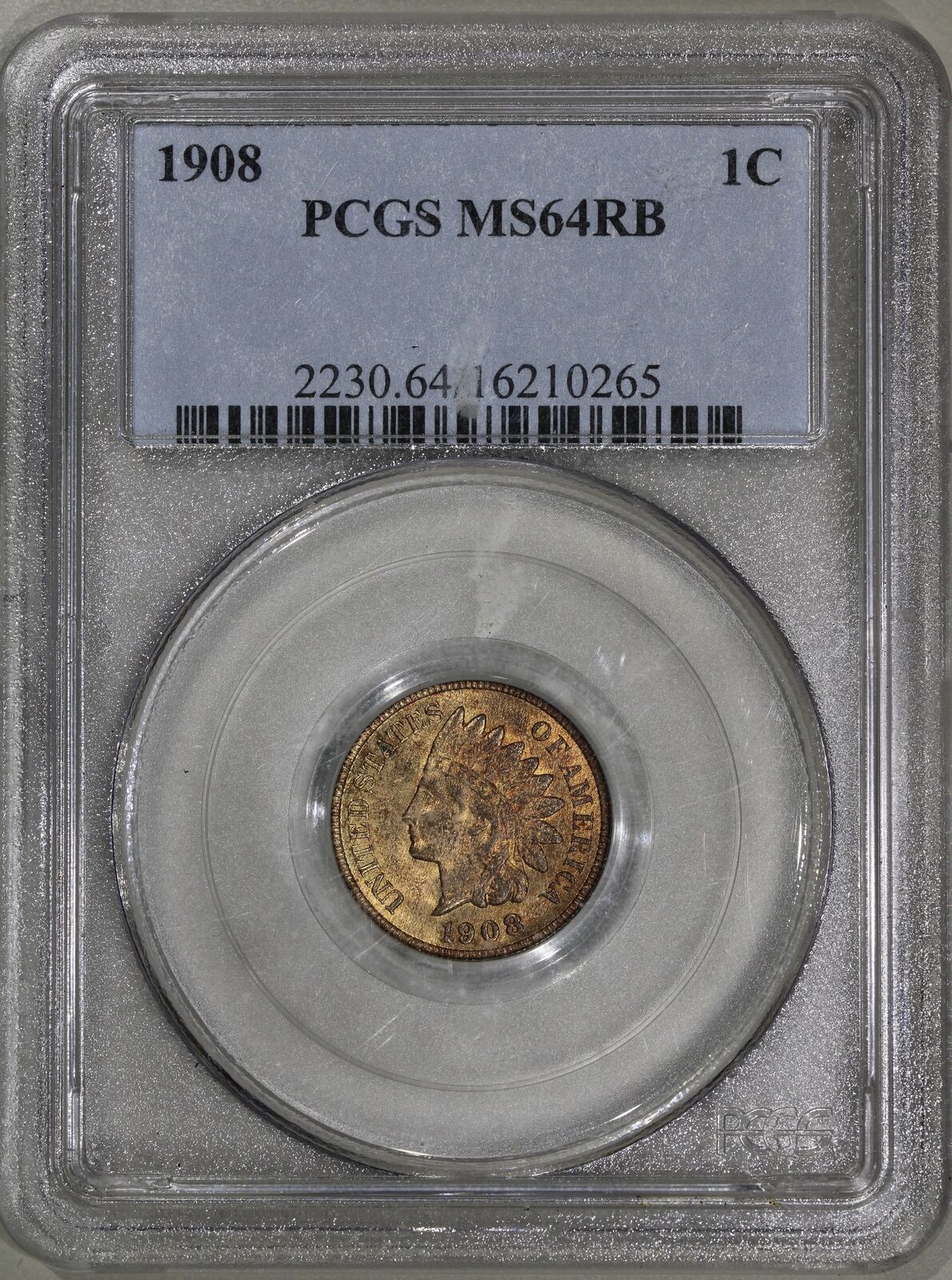 1908 (MS64 RB) Indian Head Cent 1c PCGS Graded Penny
