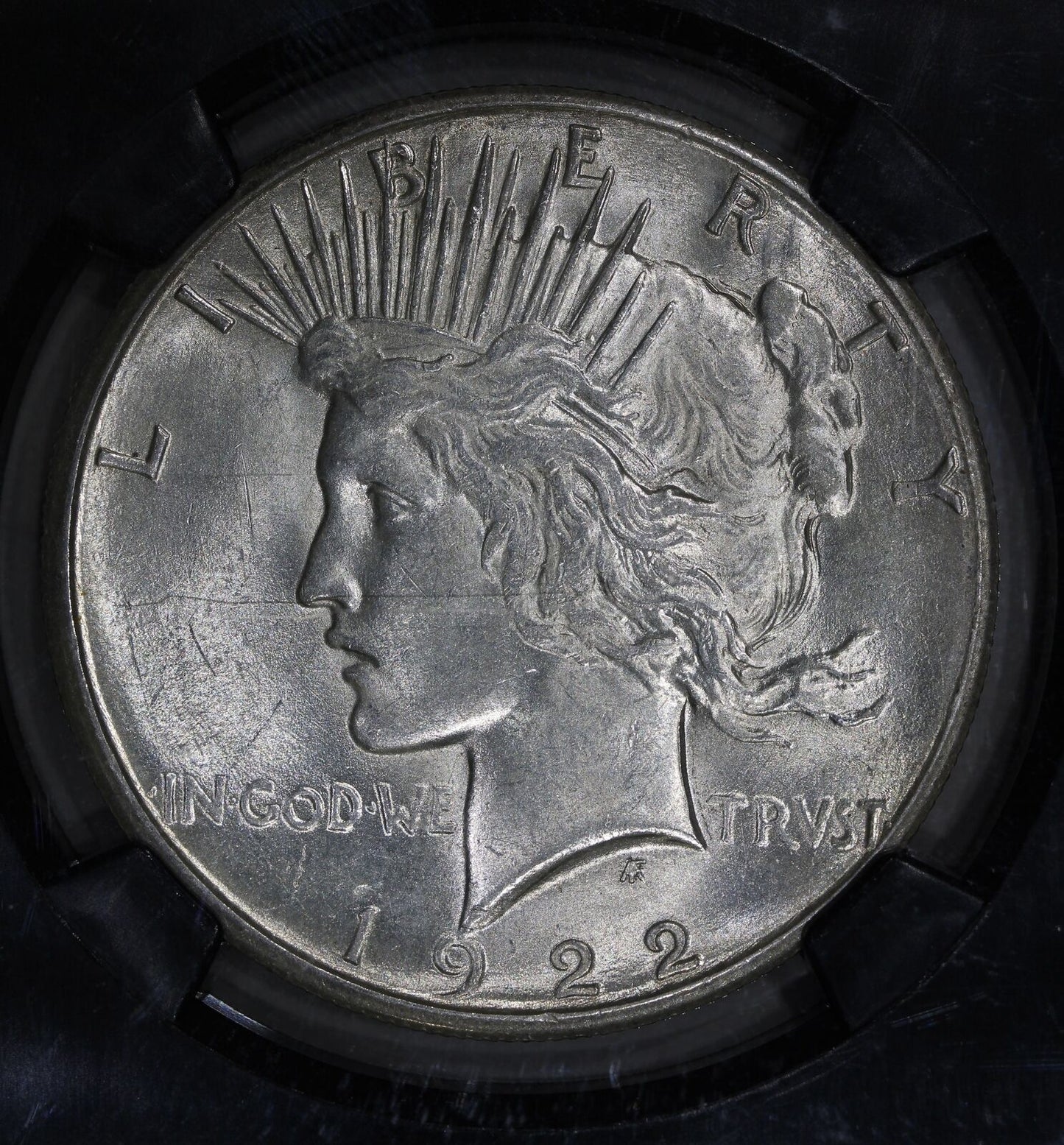 1922-S (AU58 CAC) Peace Silver Dollar $1 NGC Graded - Black Core Retro Holder