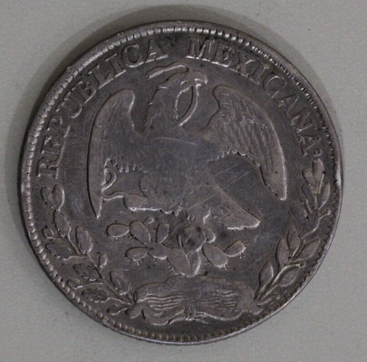 Mexico 1877-Zs Cap and Ray 8 Reales - Zacatecas Mint Silver Coin