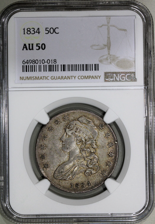 1834 (AU50) Capped Bust Half Dollar 50c NGC Graded Coin