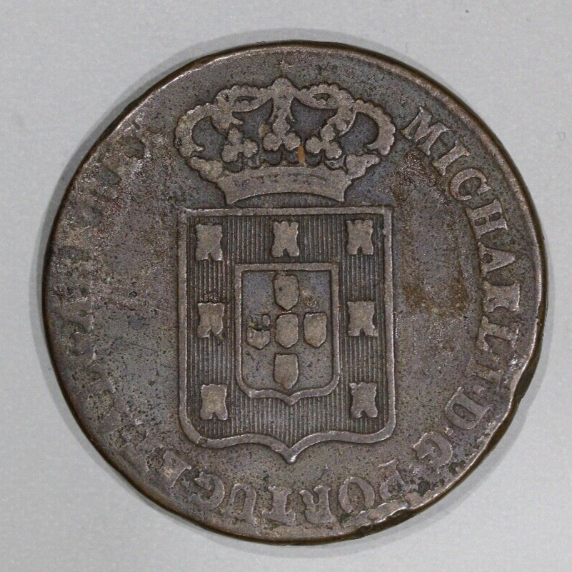1832 Portugal Pataco 40 Reis Miguel I Bronze Coin - KM#341