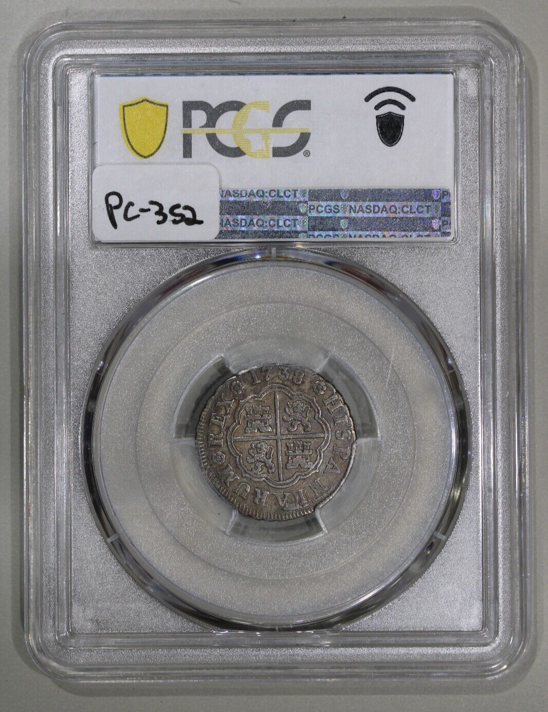 1738 Madrid JF Spain 1 Reale PCGS XF45 Toned Silver Coin - Calico-454