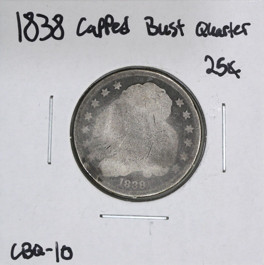 1838 (AG) Capped Bust Quarter 25c - About Good US Coin