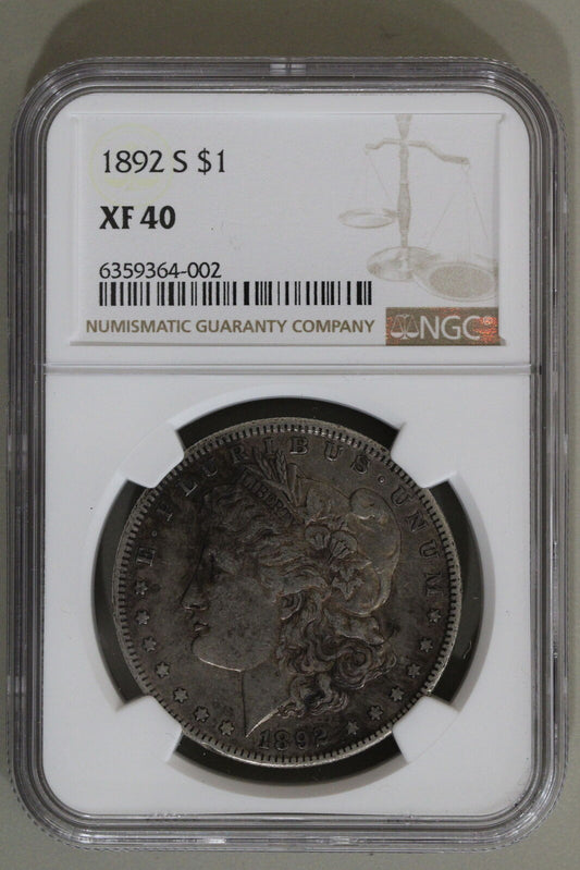 1892-S (XF40) Morgan Silver Dollar $1 NGC Graded Coin