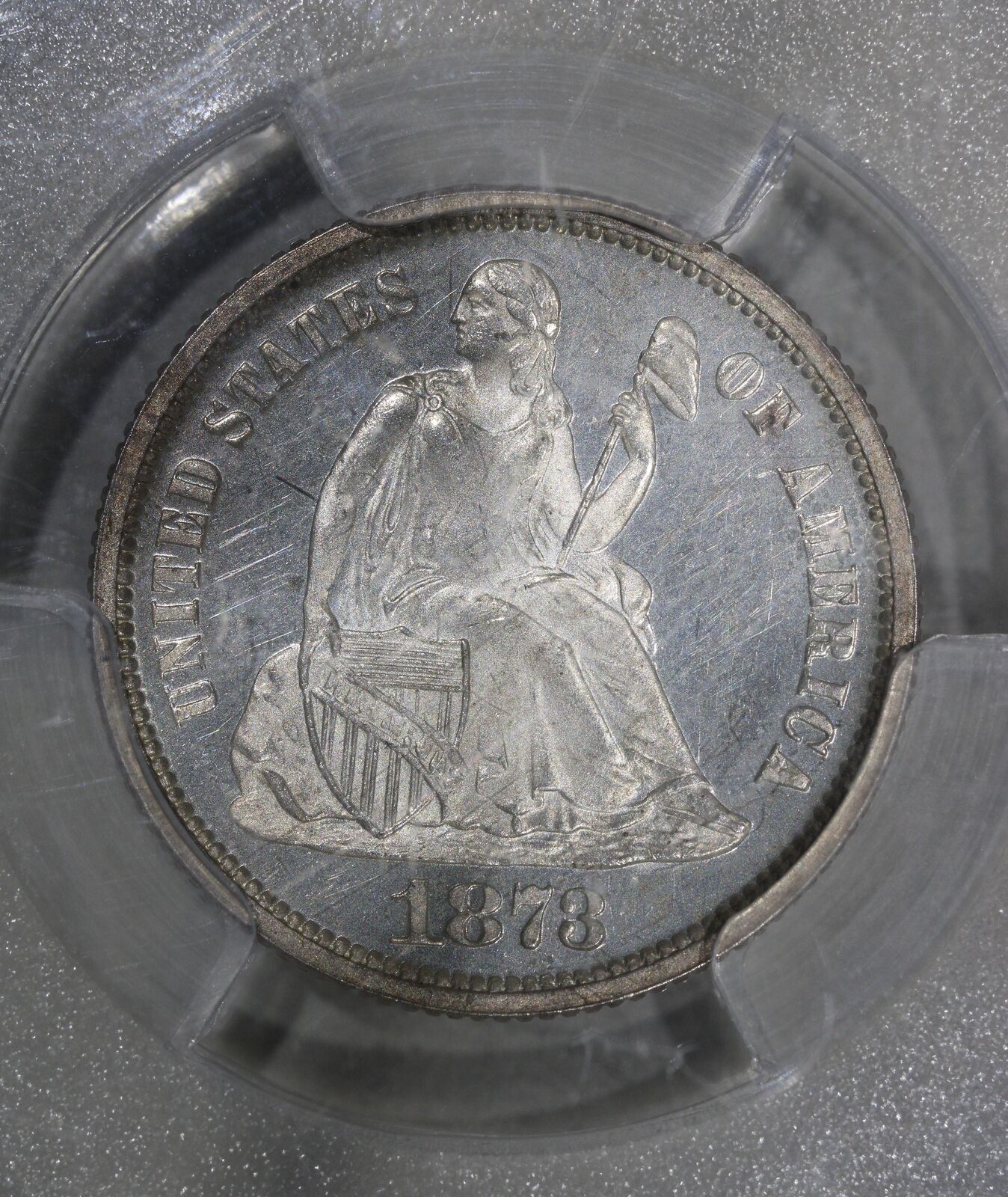 1873 (PR64) Seated Liberty Dime No Arrows Closed 3 10c PCGS Graded Coin
