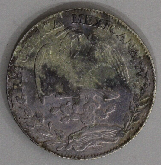 Mexico 1864-Zs Cap and Ray 8 Reales Toned - Zacatecas Mint Silver Coin