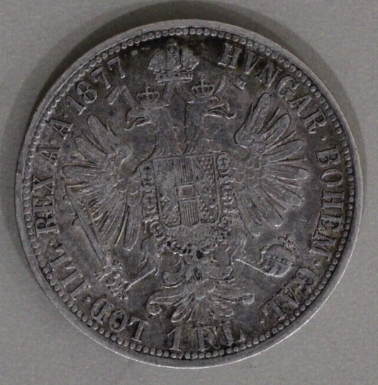 1877 Austrian Empire 1 Florin Silver Coin