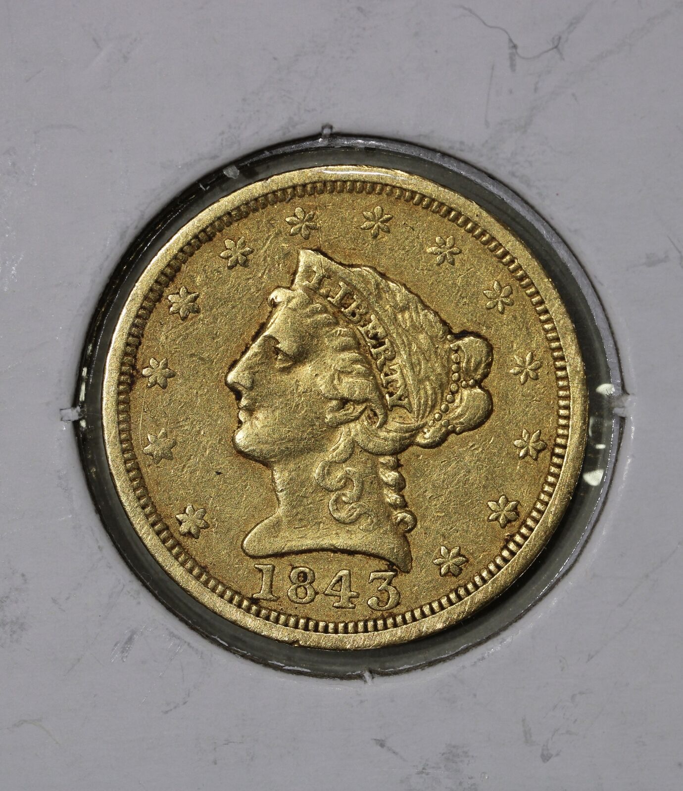 1843 $2.50 Liberty Head Quarter Eagle Gold US Coin