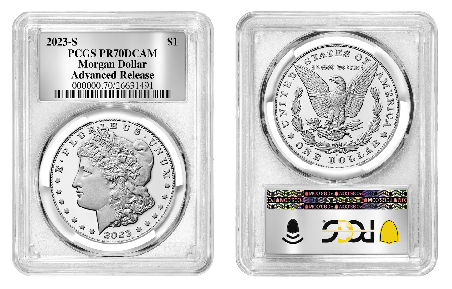 2023-S Proof Morgan Silver Dollar (PR70) PCGS Advanced Release AR - Silver Foil