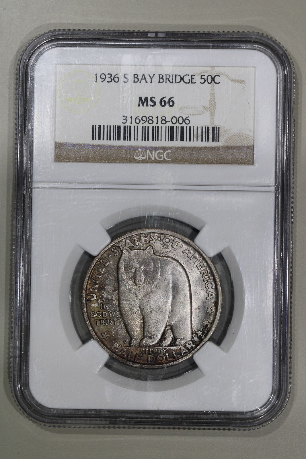 1936-S (MS66) Bay Bridge Commemorative Silver Half Dollar NGC Graded Coin