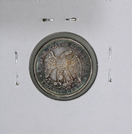 1875-CC (AU) Twenty 20 Cent Piece 20c NICE TONING- About Uncirculated Toned