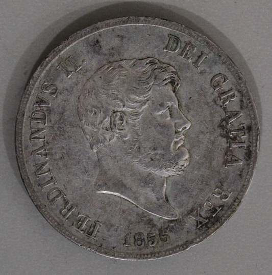 1856 120 Grana Ferdinando II Two SiciIies Italian States Silver Coin