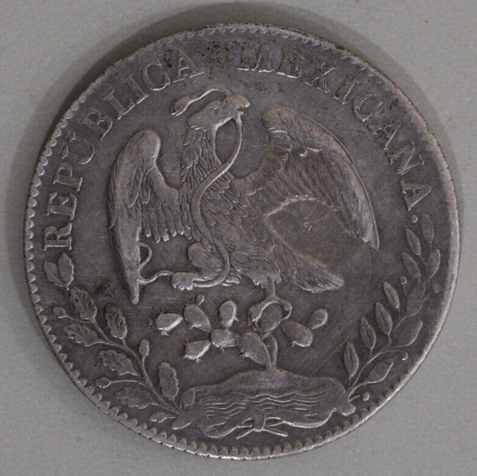 Mexico 1884-Zs Cap and Ray 8 Reales - Zacatecas Mint Silver Coin