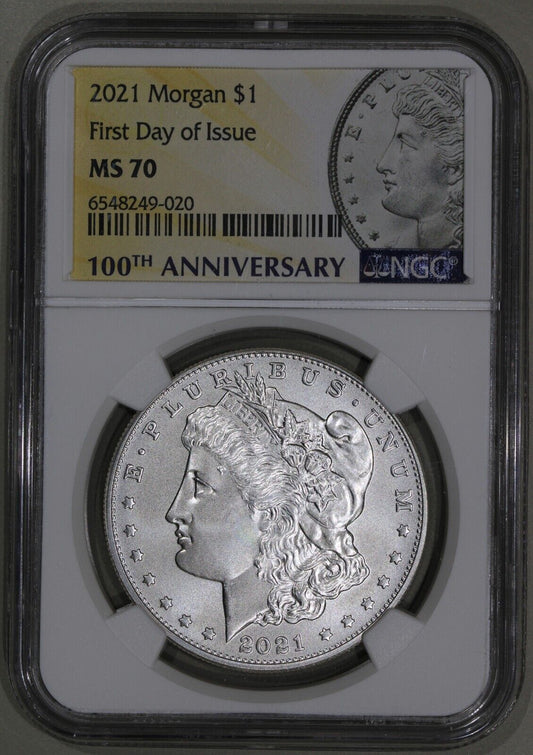 2021-P (MS70) Morgan Silver Dollar Coin NGC - FDOI First Day of Issue FDI
