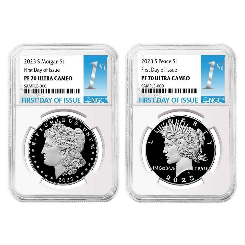 2023-S Proof Morgan & Peace Dollar $1 (PF70) NGC First Day of Issue FDOI -2 Coin