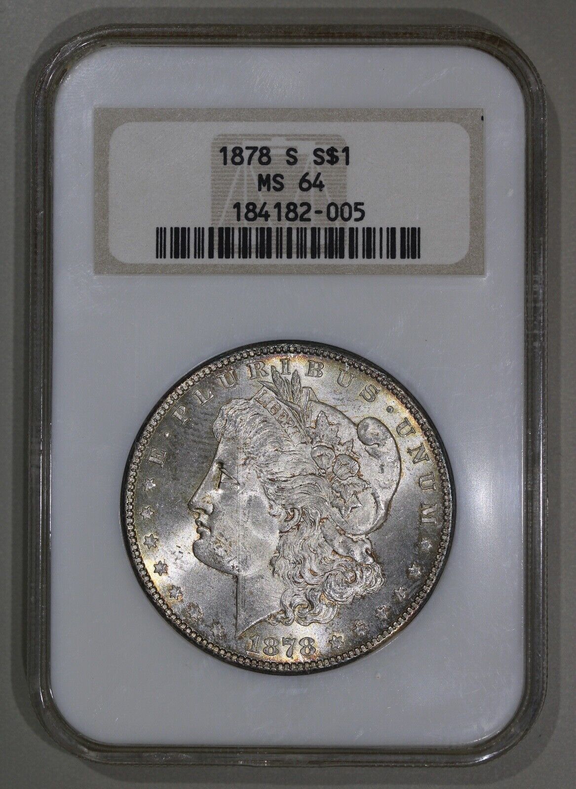 1878-S (MS64) Morgan Silver Dollar NGC Old Fatty Holder - Toned $1