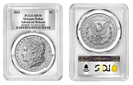2023 Morgan Silver Dollar $1 (MS70) PCGS Advanced Release AR - Silver Foil Label